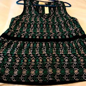 Maeve by Anthropologie NWT Navy/Kelly Green Top